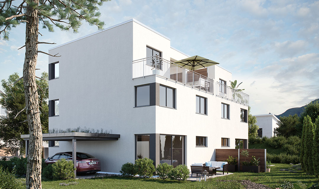 Doppelhaus mit Flachdach bauen