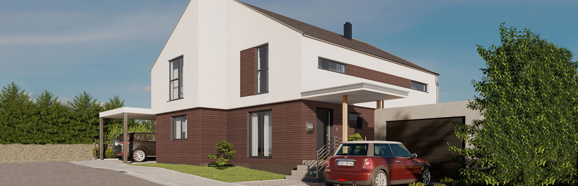 Einfamilienhaus mit reduziertem Dachvorsprung