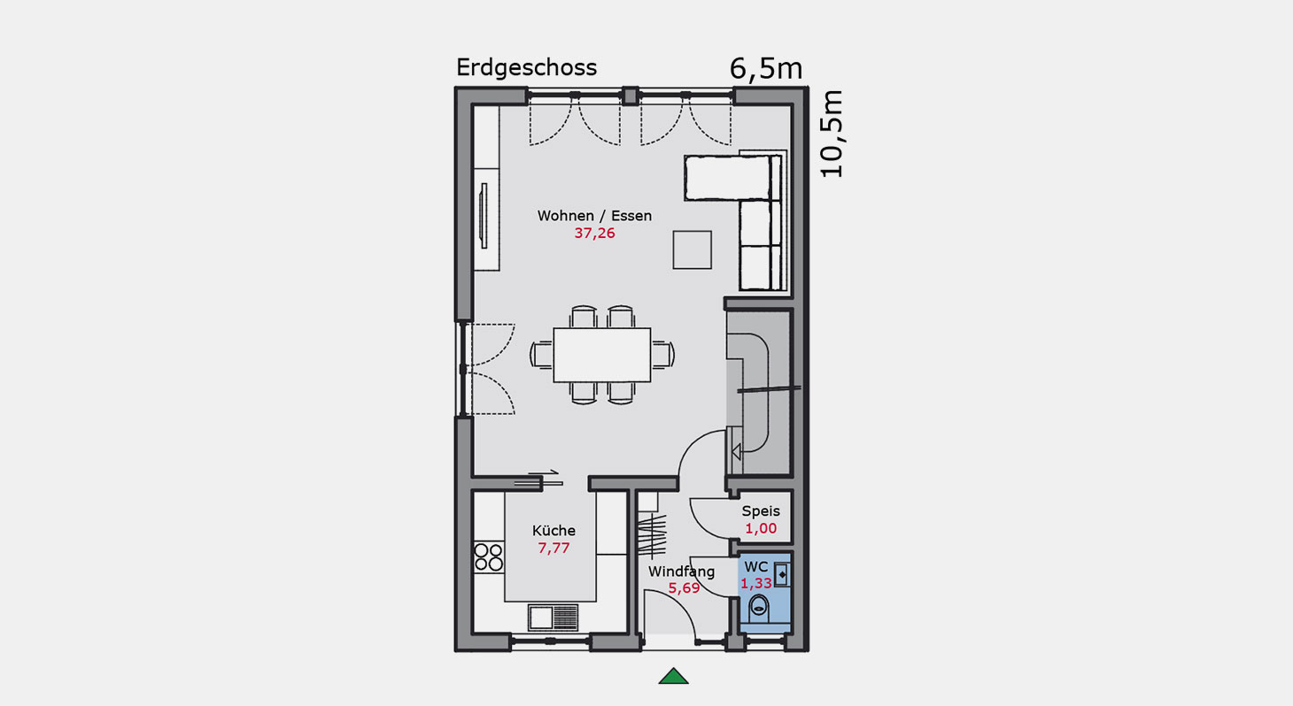 Grundriss – Doppelhaus d.145 EG