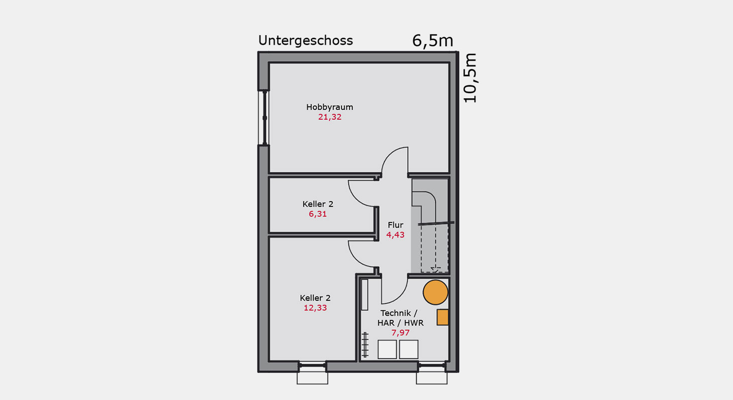 Grundriss – Doppelhaus d.145 UG