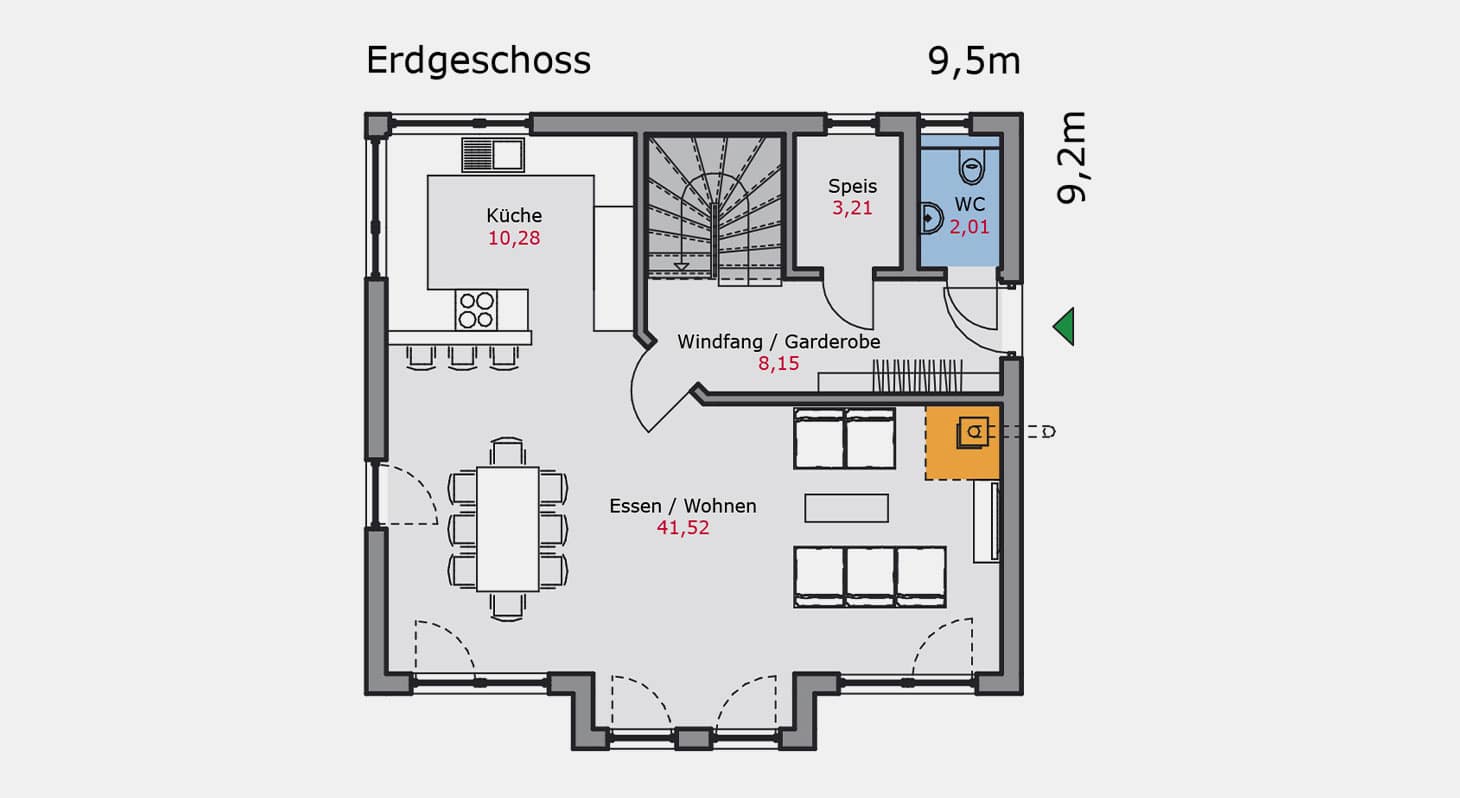 Grundriss – Einfamilienhaus e.117 EG