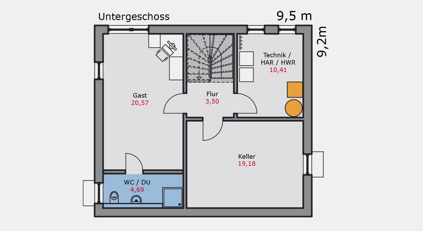 Grundriss – Einfamilienhaus e.117 UG