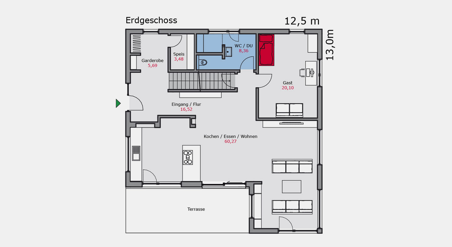 Grundriss – Einfamilienhaus e.126 EG