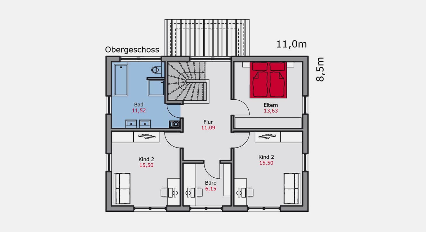 Grundriss – Einfamilienhaus e.128 OG