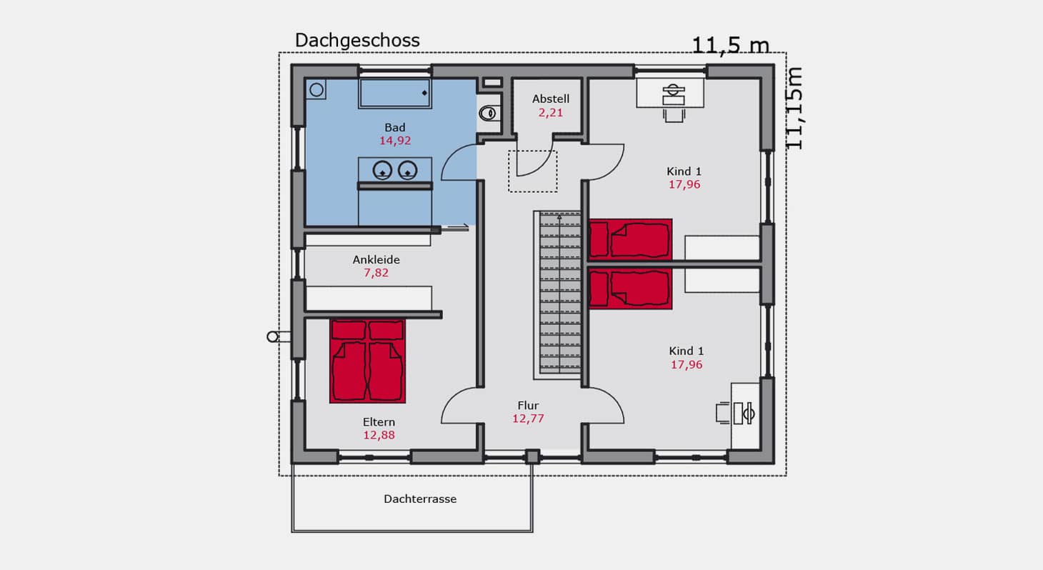 Grundriss – Einfamilienhaus e.130 DG