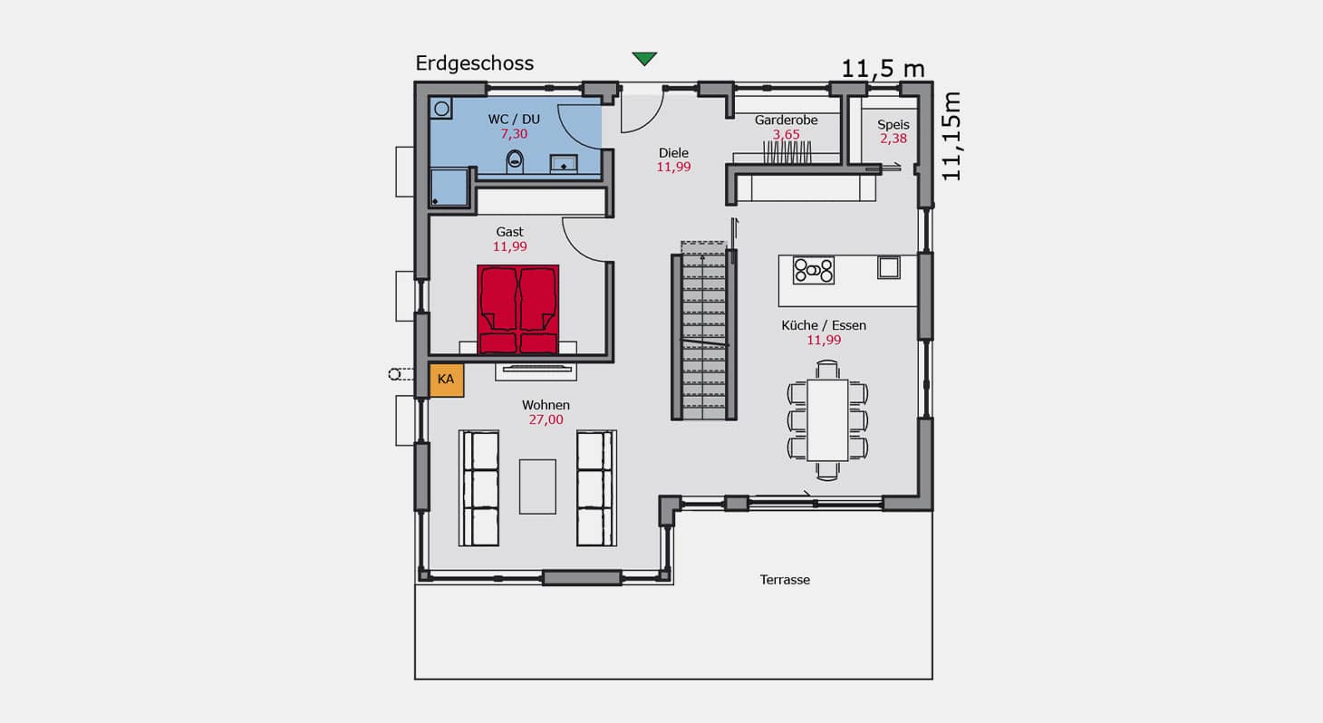Grundriss – Einfamilienhaus e.130 EG
