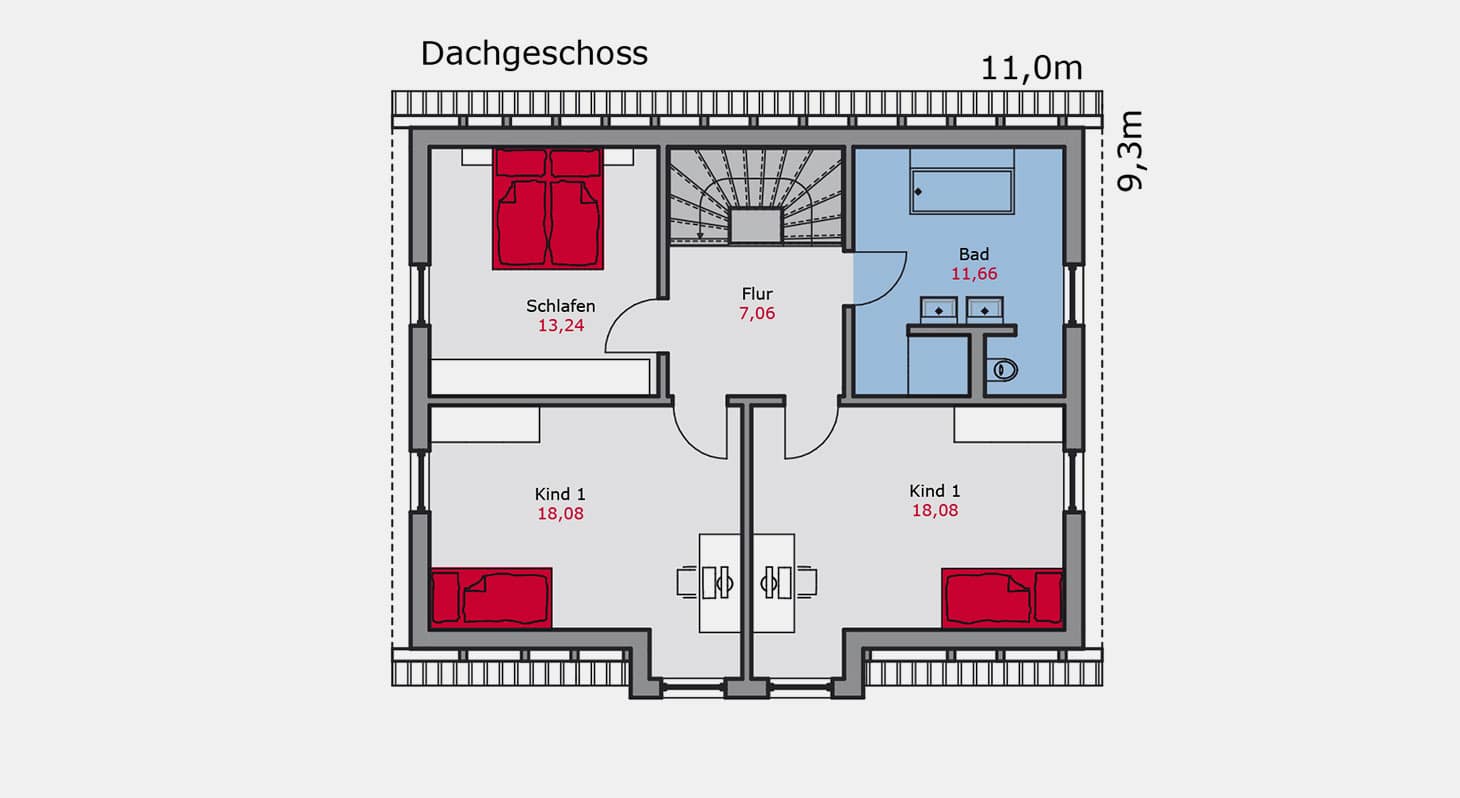Grundriss - Einfamilienhaus e.136 DG