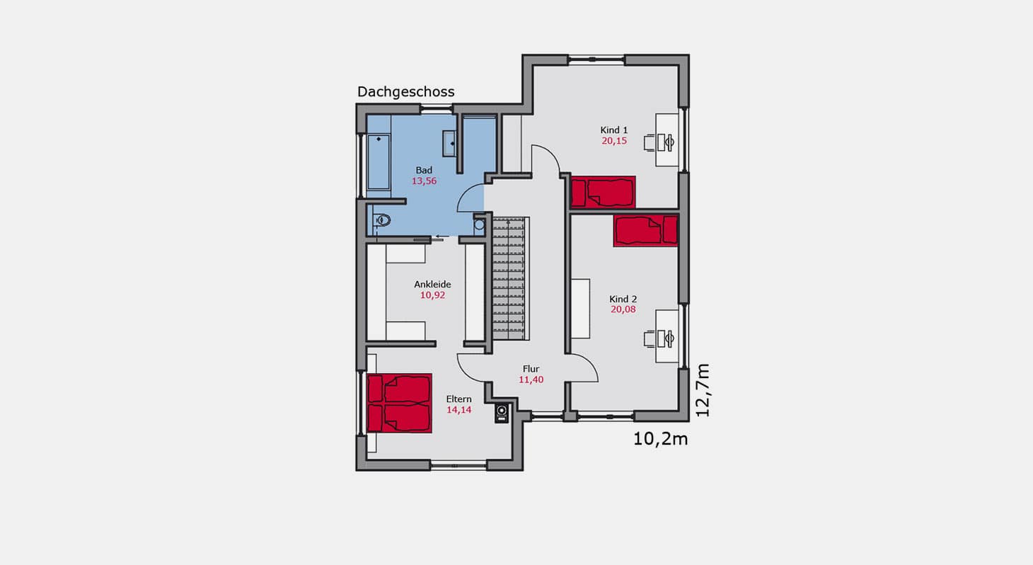 Grundriss - Einfamilienhaus e.140 DG