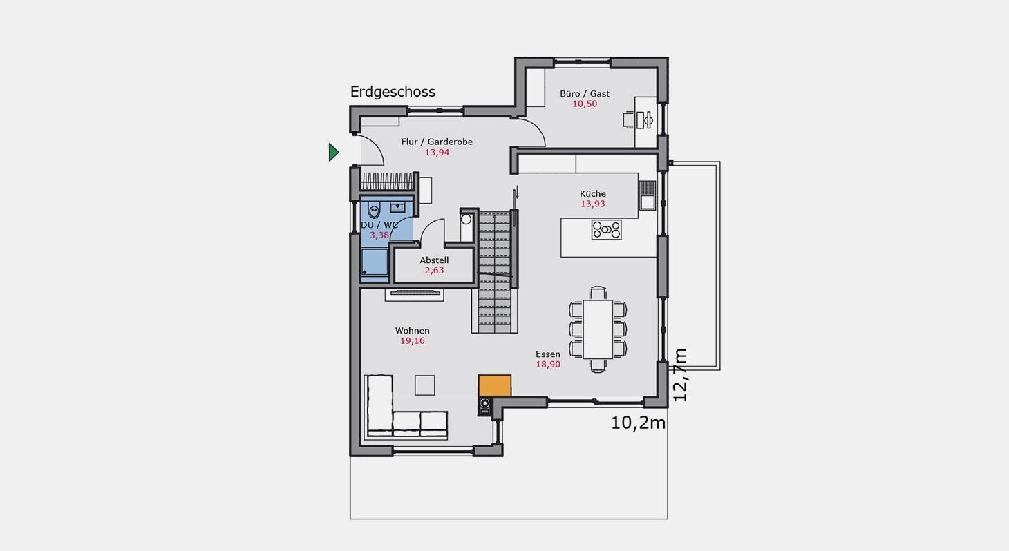 Grundriss - Einfamilienhaus e.140 EG