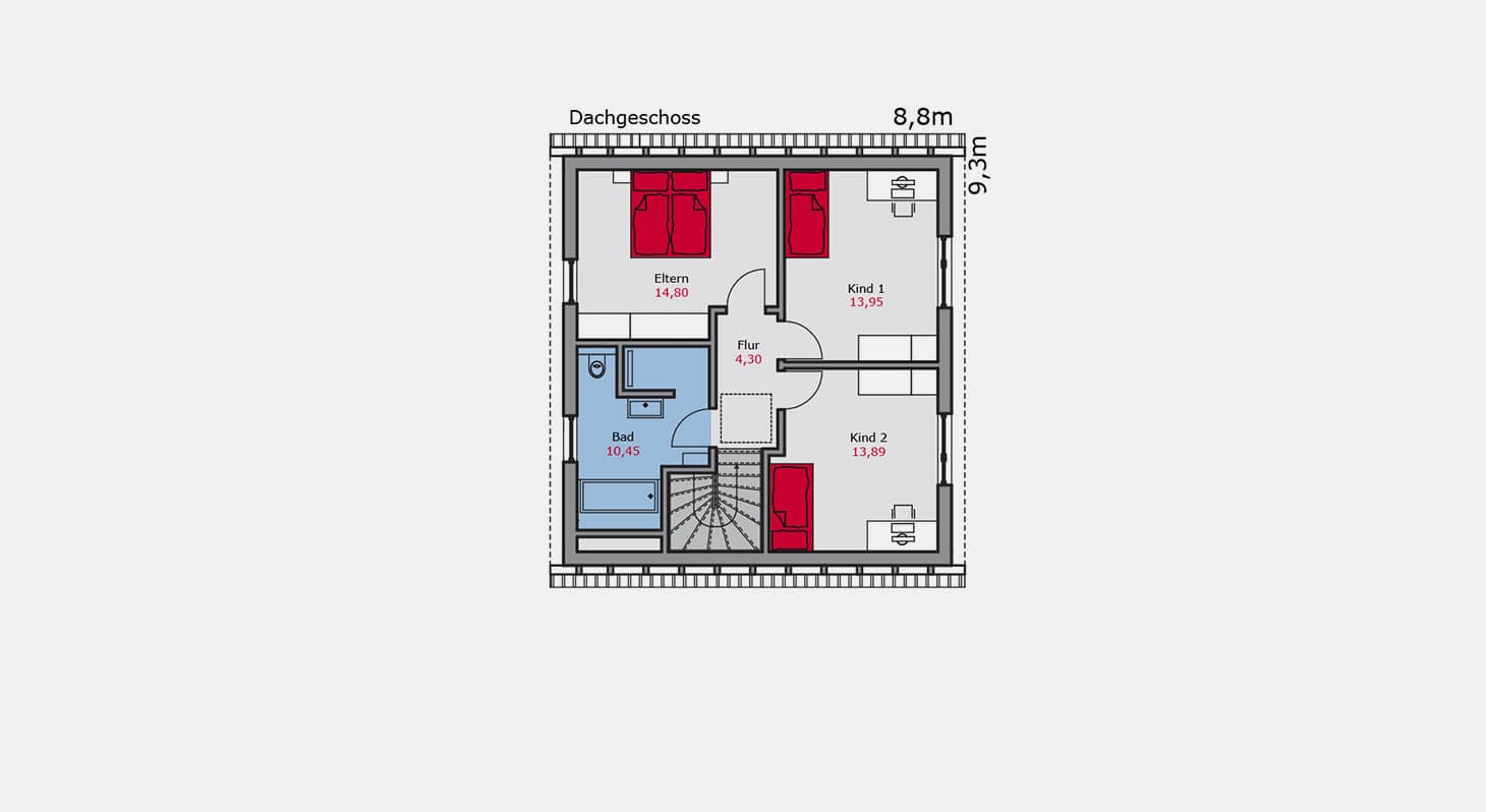 Grundriss - Einfamilienhaus e.146 DG