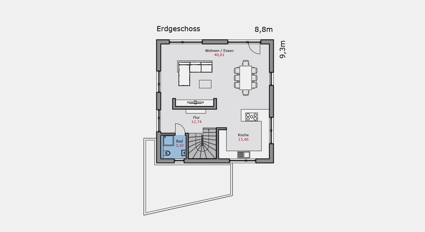 Grundriss - Einfamilienhaus e.146 EG