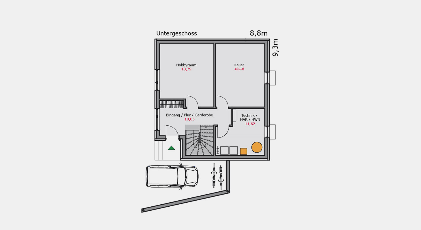 Grundriss - Einfamilienhaus e.146 UG