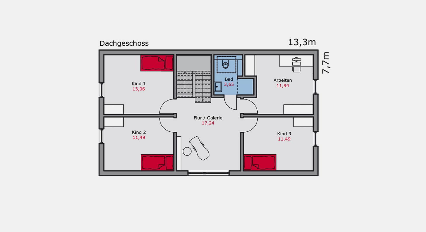 Grundriss - Einfamilienhaus e.147 DG