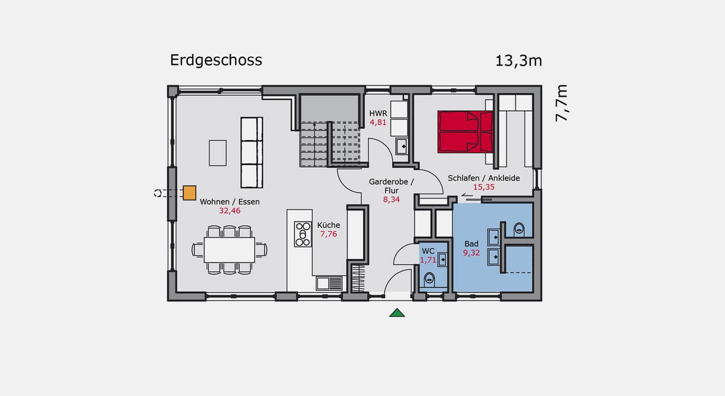 Grundriss - Einfamilienhaus e.147 EG