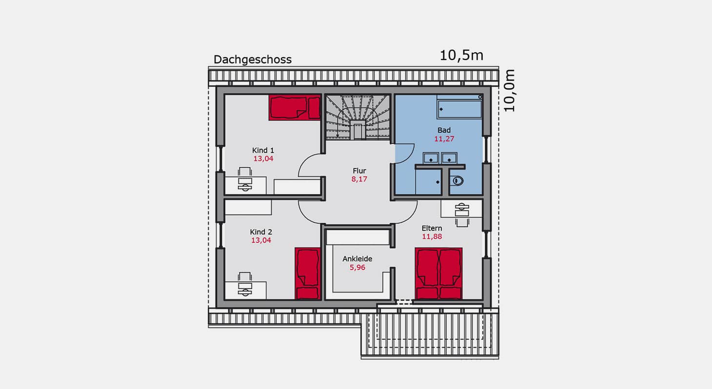 Grundriss - Einfamilienhaus e.148 DG
