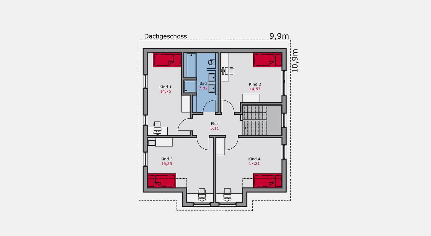 Grundriss - Zweifamilienhau z.141 DG