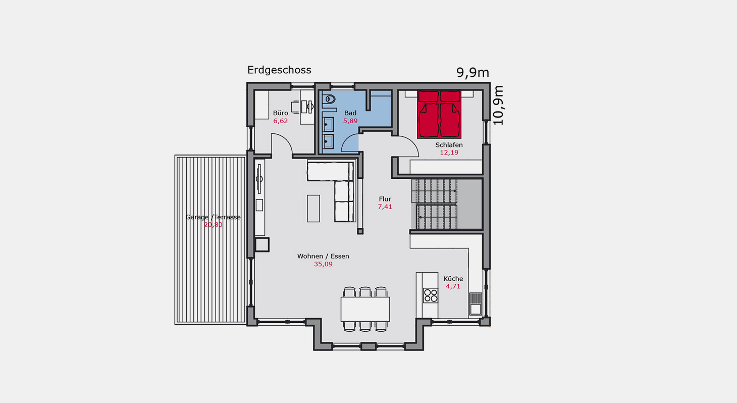 Grundriss - Zweifamilienhau z.141 EG