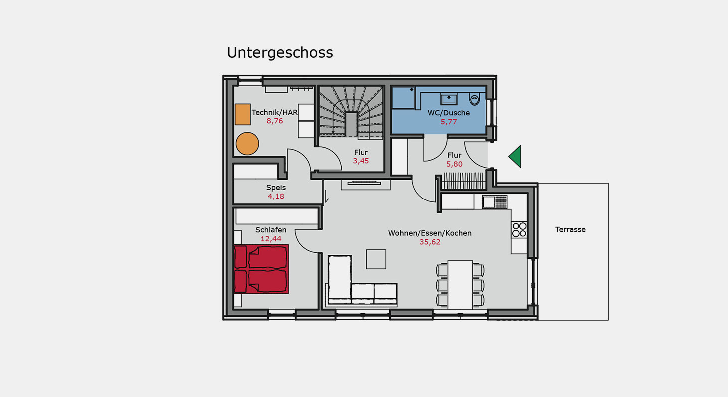 Grundriss - Zweifamilienhaus z.141 UG