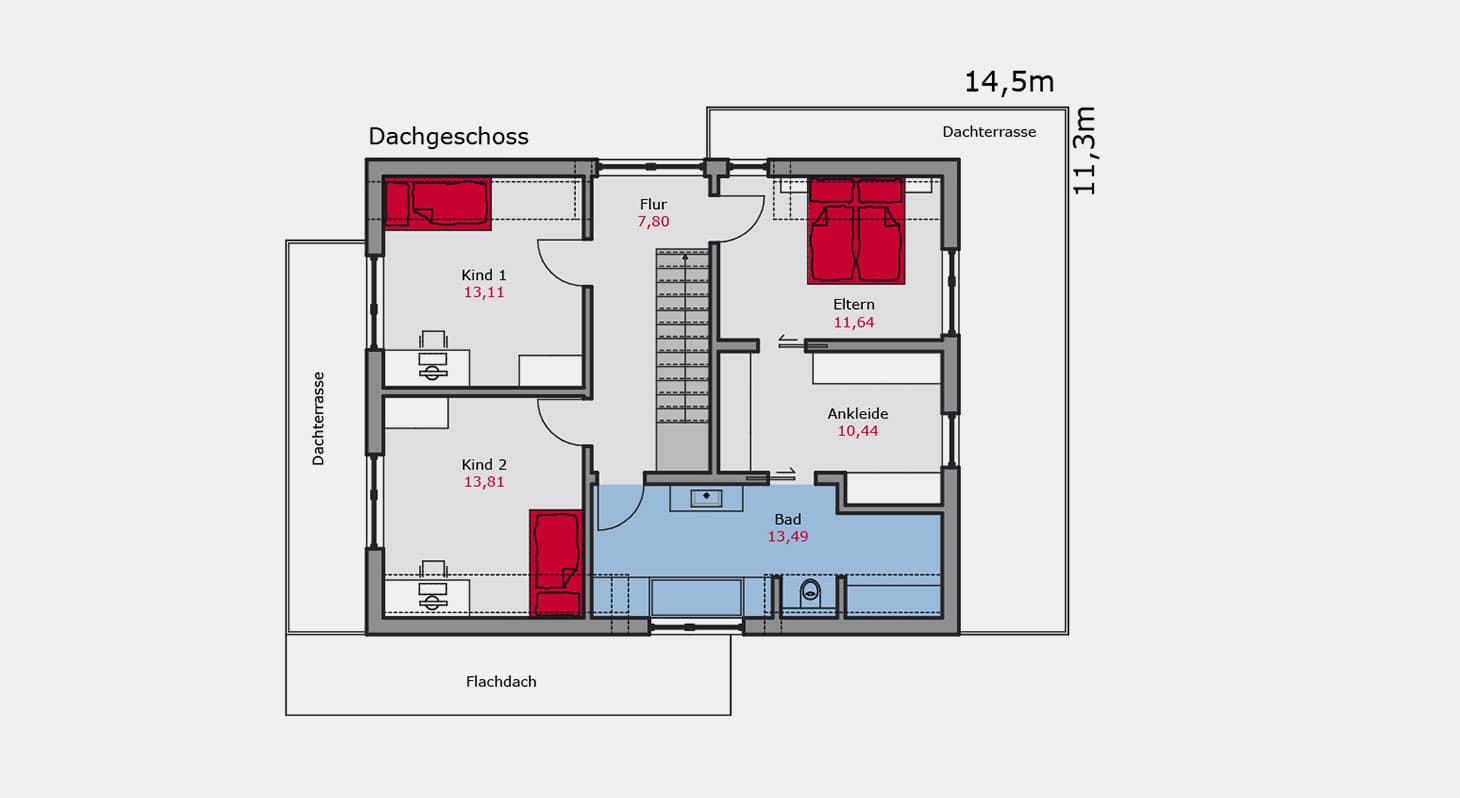 Grundriss - Zweifamilienhaus z.142 DG