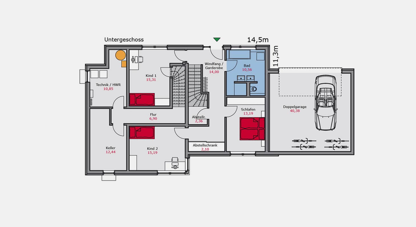Grundriss - Zweifamilienhaus z.142 UG