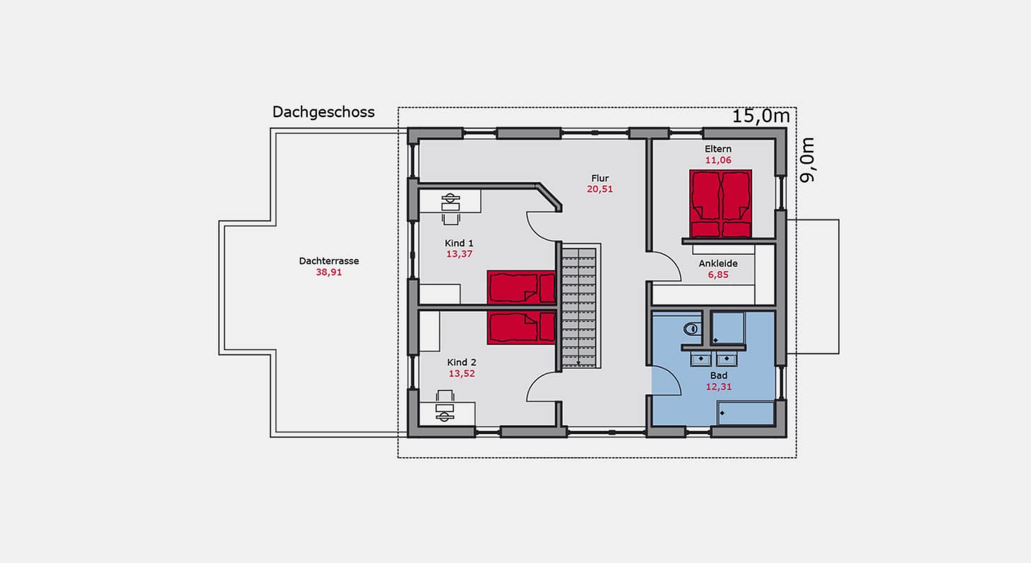Grundriss - Zweifamilienhaus z.151 DG