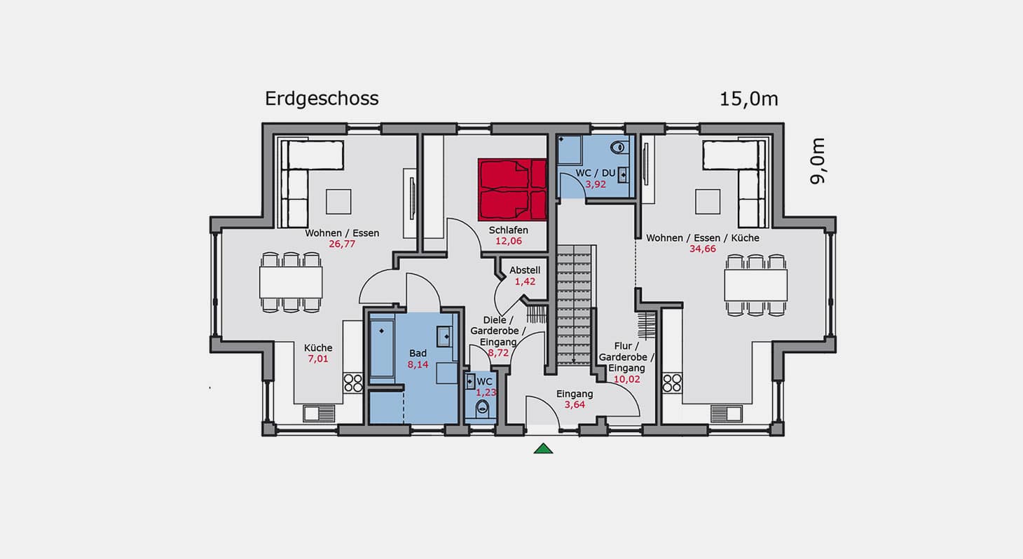 Grundriss - Zweifamilienhaus z.151 EG