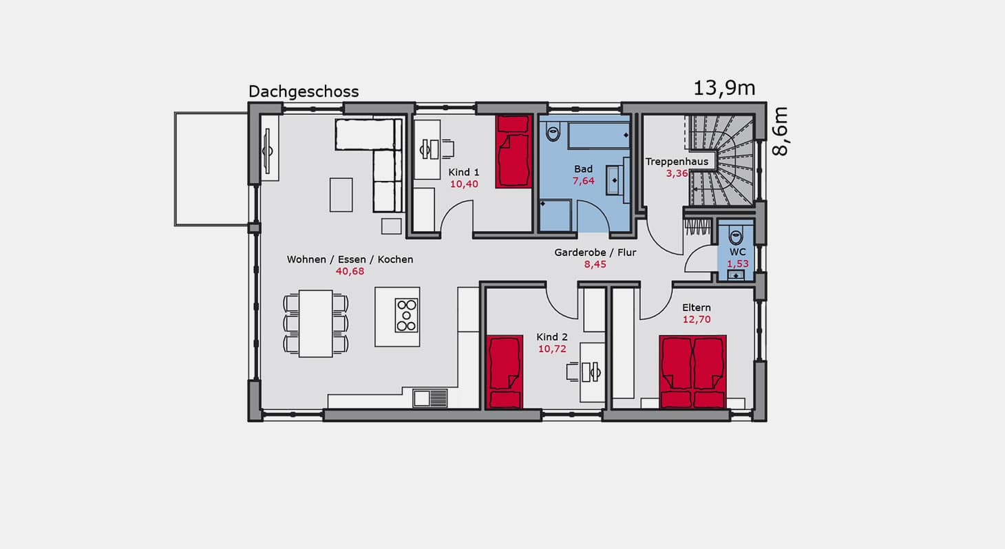 Grundriss - Zweifamilienhaus z.152 DG