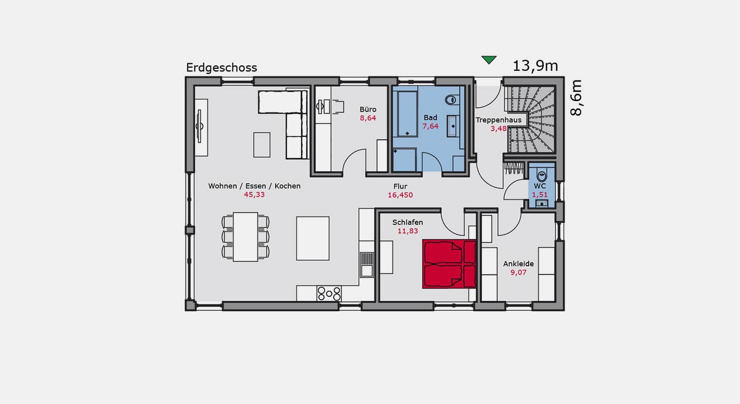 Grundriss - Zweifamilienhaus z.152 EG