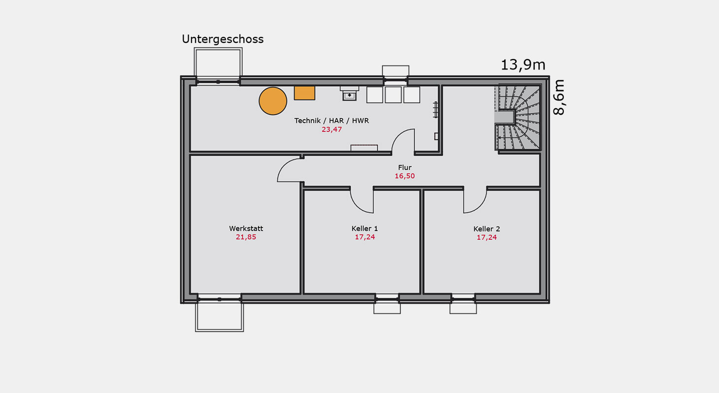Grundriss - Zweifamilienhaus z.152 UG