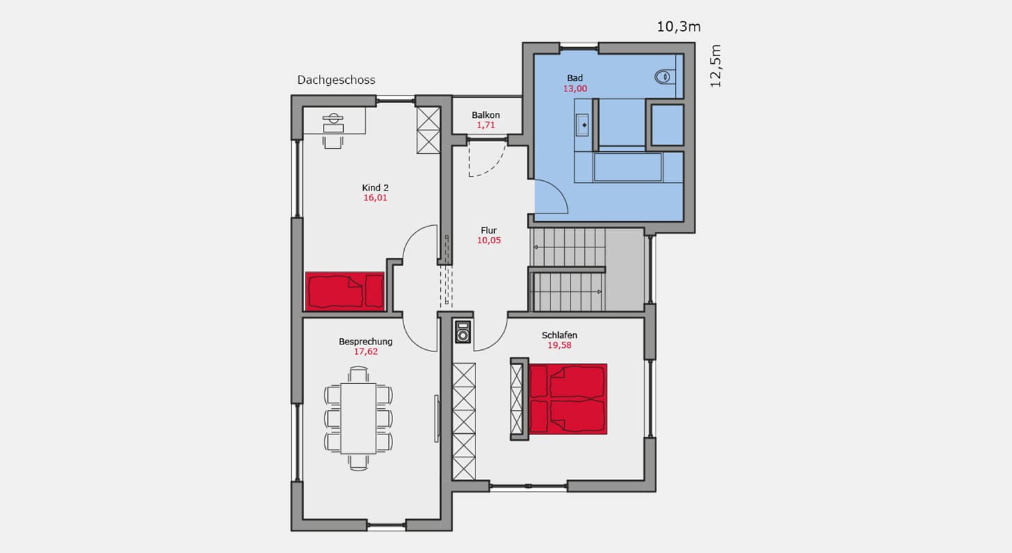 TALBAU-Haus_Musterhaus_Guenzburg_Dachgeschoss_Grundriss_Fertighaus_Talbau