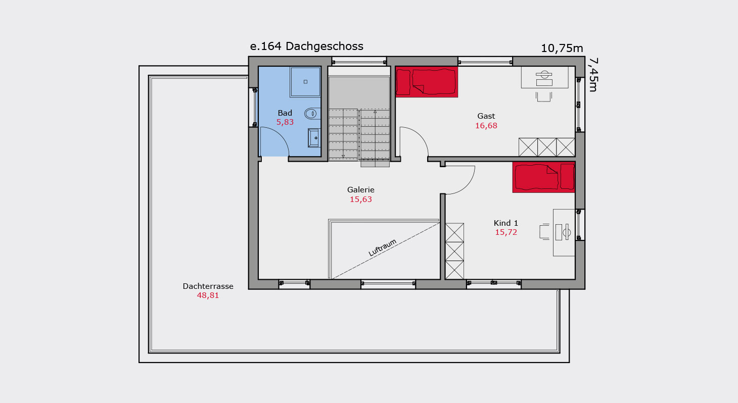 e.164_Grundrisse_Dachgeschoss-Bauhaus mit großzügiger Galerie