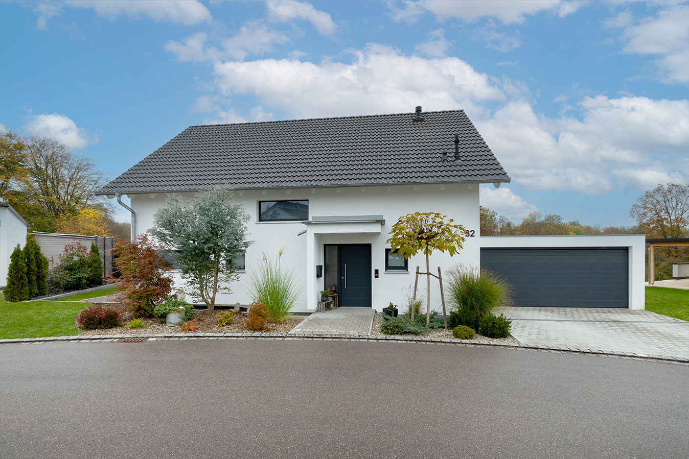 Einfamilienhaus-mit-doppelgarage-straßenansicht