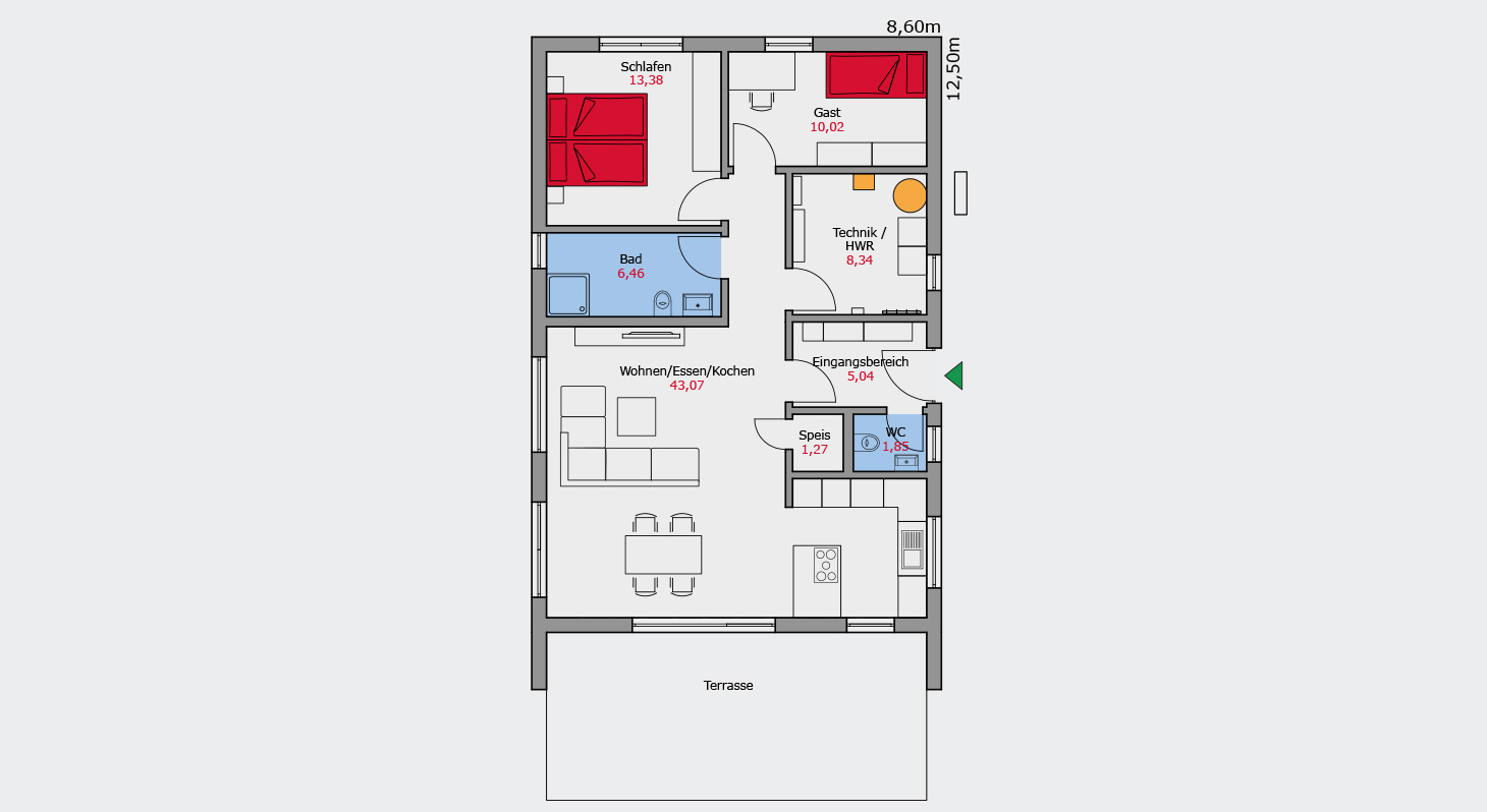 a.181 Bungalow Grundriss