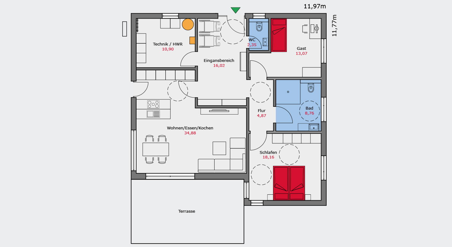 a.182 Bungalow Grundriss