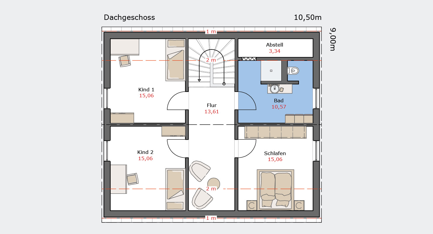 Aktionshaus 2026 von TALBAU-Haus: Grundriss des Dachgeschosses