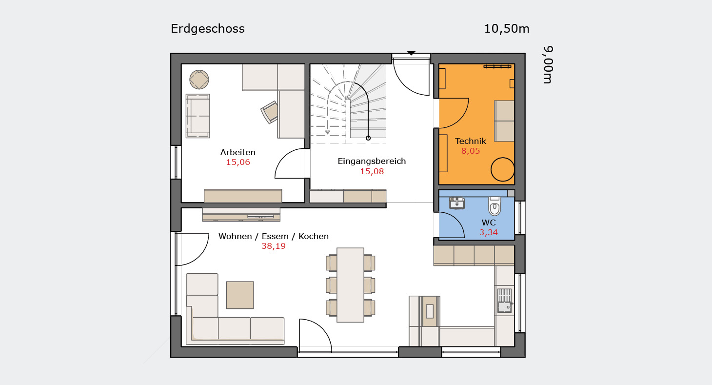 Aktionshaus 2026 von TALBAU-Haus: Grundriss des Erdgeschosses
